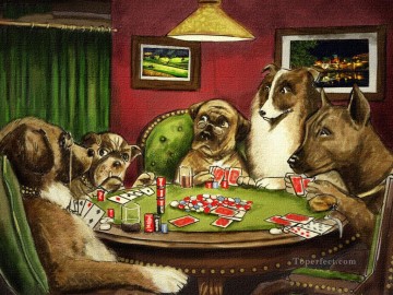 Hunde spielen Poker Lustiges Haustiere Ölgemälde